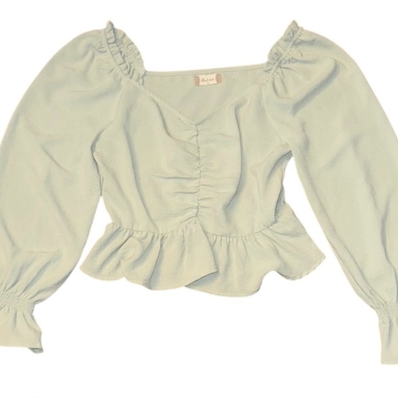Altar'd State Cream Puff Sleeve Crop Blouse - Picture 1 of 5
